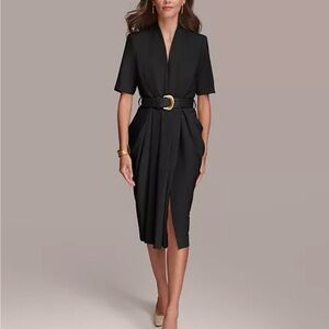 Donna Karan Black Sheath Midi Dress